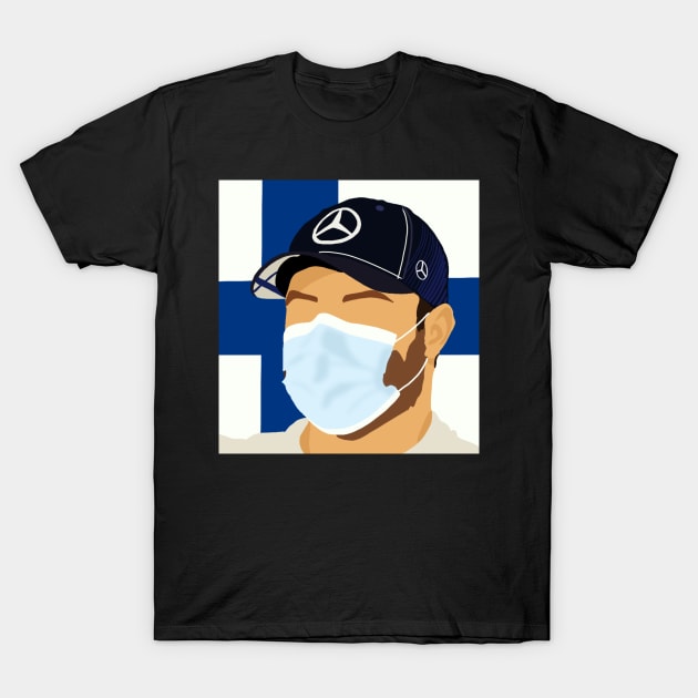 Valtteri Bottas in front of a Finnish flag T-Shirt by royaldutchness